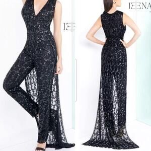 Mac Duggal Women's Size 6 Black Sequin V Neck Gown 1031 NWT Flawed